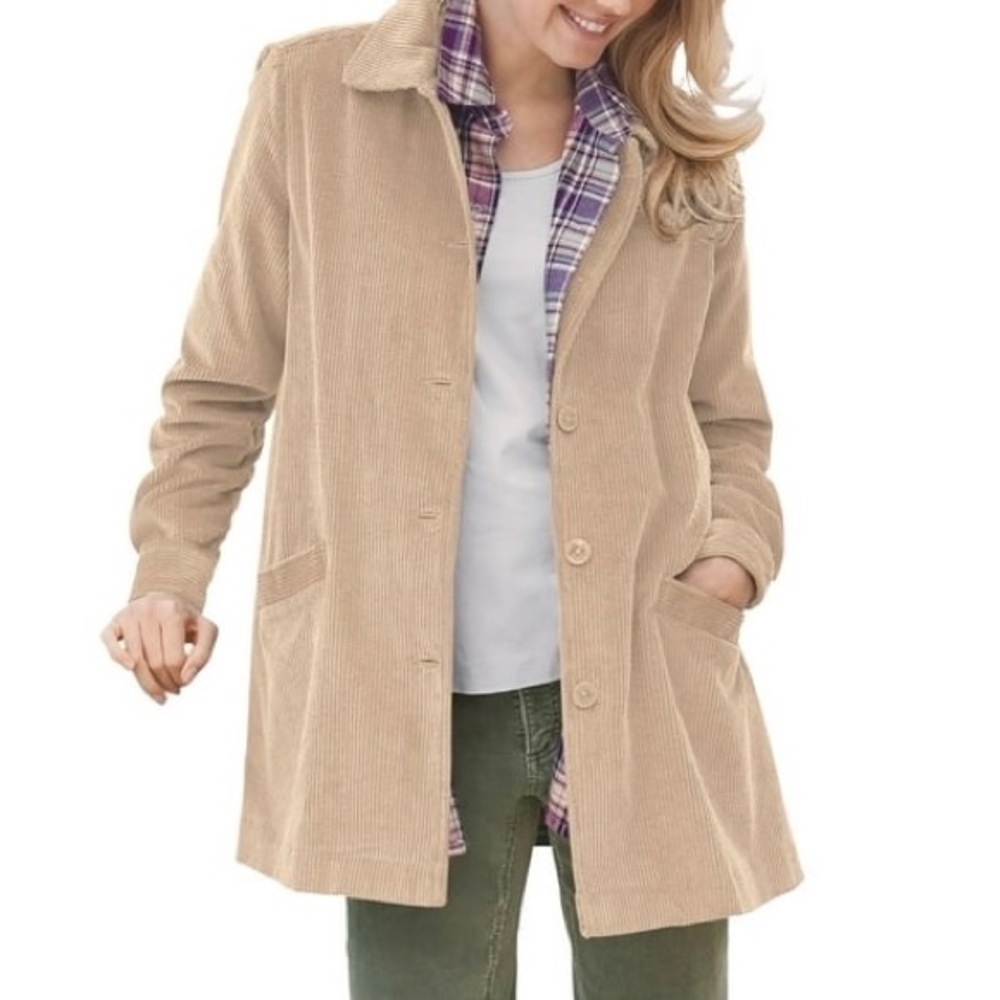 Corduroy Front Dual Pockets Collared Opal Button Front Back Pleat Shacket Jacket